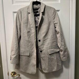 Talbots Gray Herringbone Wool Blend Blazer